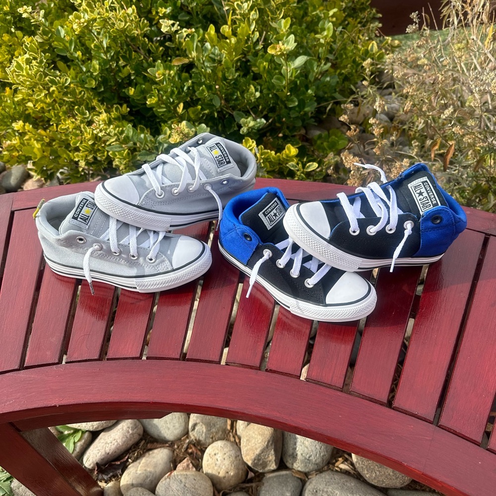 NEW - Lot of 2 - Converse Kids' Sneakers - Gray, Black, Blue - Size 1